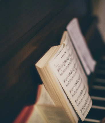 Music book on a piano